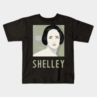 SHELLEY - Queen of Science Fiction Mary Shelly portrait in 80's retro pop art style Kids T-Shirt